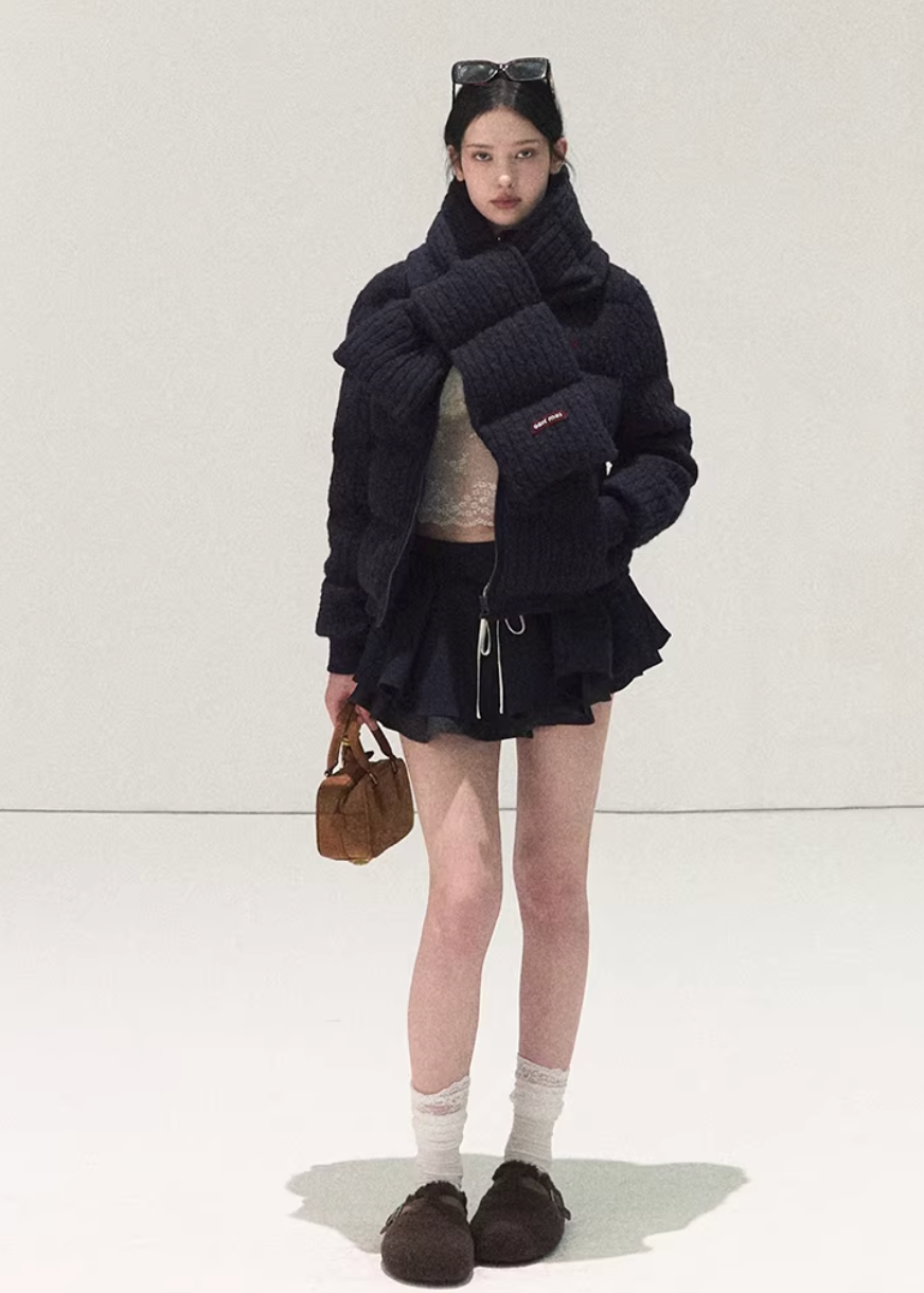 OAKMOO skirt, puff culotte skirt, mini skort women, Korean puff skirt, TR fabric skirt, layered culottes women, fall winter mini skirt, Korean fashion skort, elastic waist mini skirt, contrast plaid skirt, OAKMOO winter bottoms, short culotte skirt
