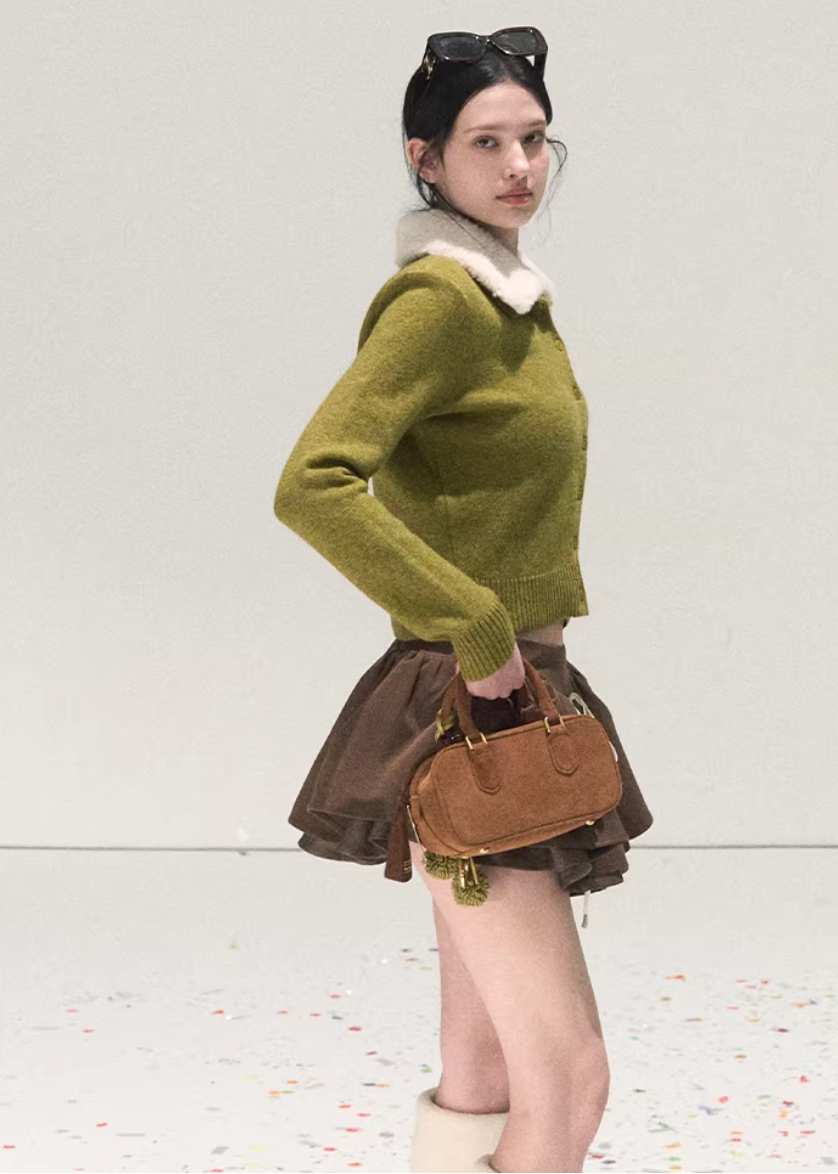 OAKMOO skirt, puff culotte skirt, mini skort women, Korean puff skirt, TR fabric skirt, layered culottes women, fall winter mini skirt, Korean fashion skort, elastic waist mini skirt, contrast plaid skirt, OAKMOO winter bottoms, short culotte skirt
