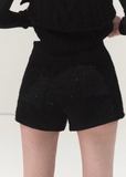OAKMOO shorts, wool mini shorts, winter wool shorts women, holiday wool shorts, Korean winter shorts, Christmas outfit shorts, high waist wool shorts, tailored mini shorts, festive winter fashion, OAKMOO bottoms, warm short slacks women, Korean chic winter wear