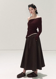 OAKMOO long skirt, A-line pleated skirt women, autumn winter skirt, silk drape skirt, high waist long skirt, Korean elegant skirt, slimming A-line skirt, versatile pleated skirt, minimalist long skirt, OAKMOO women skirt, winter fashion skirt, flowy long skirt