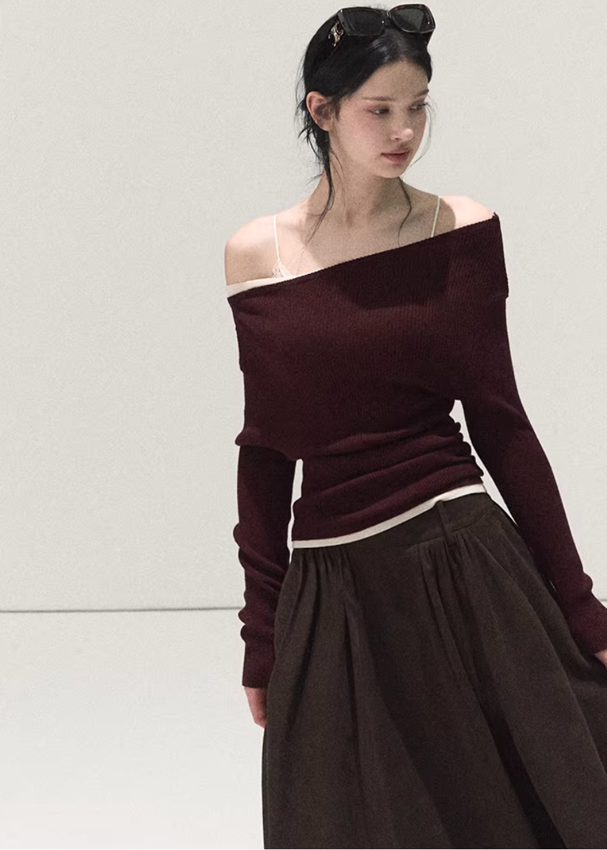 OAKMOO long skirt, A-line pleated skirt women, autumn winter skirt, silk drape skirt, high waist long skirt, Korean elegant skirt, slimming A-line skirt, versatile pleated skirt, minimalist long skirt, OAKMOO women skirt, winter fashion skirt, flowy long skirt