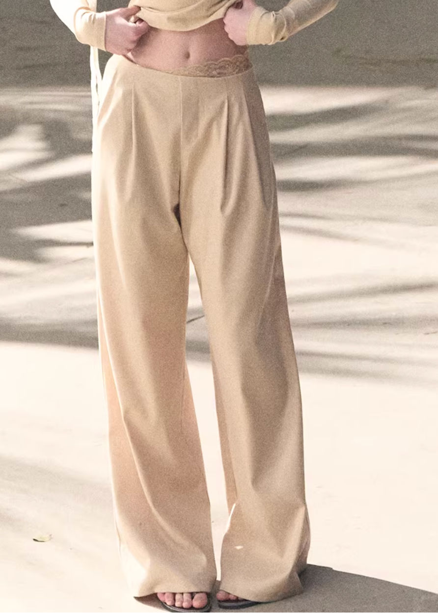 OAKMOO two piece set, Korean one shoulder top, off shoulder top women, wide leg pants set, Korean minimal outfit, spring two piece set women, asymmetric top Korean style, OAKMOO spring wear, elegant casual set women, Korean chic outfit, loose wide leg pants women, modern feminine set