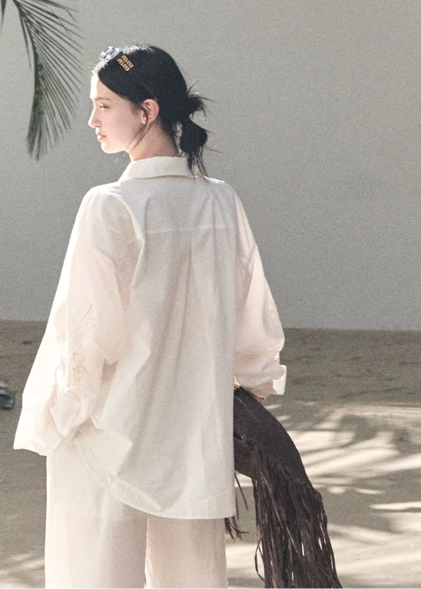 embroidered cotton set, shirt pants set women, korean summer set, lightweight cotton outfit, two piece cotton set, embroidered shirt women, relaxed fit pants set, modern feminine set, breathable cotton wear, minimal summer outfit, elegant casual set, women resort style, premium cotton set, versatile two piece outfit, oakmoo style set