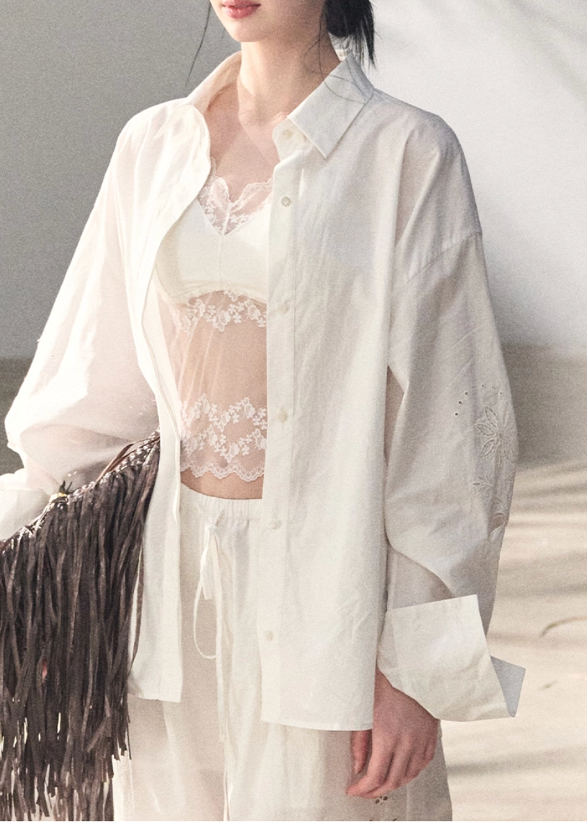 embroidered cotton set, shirt pants set women, korean summer set, lightweight cotton outfit, two piece cotton set, embroidered shirt women, relaxed fit pants set, modern feminine set, breathable cotton wear, minimal summer outfit, elegant casual set, women resort style, premium cotton set, versatile two piece outfit, oakmoo style set