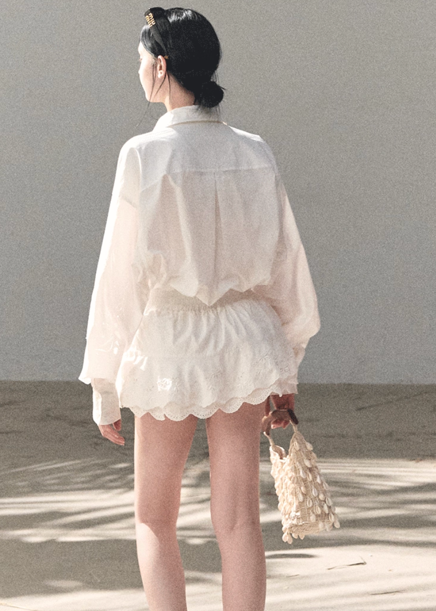 embroidered cotton set, shirt pants set women, korean summer set, lightweight cotton outfit, two piece cotton set, embroidered shirt women, relaxed fit pants set, modern feminine set, breathable cotton wear, minimal summer outfit, elegant casual set, women resort style, premium cotton set, versatile two piece outfit, oakmoo style set