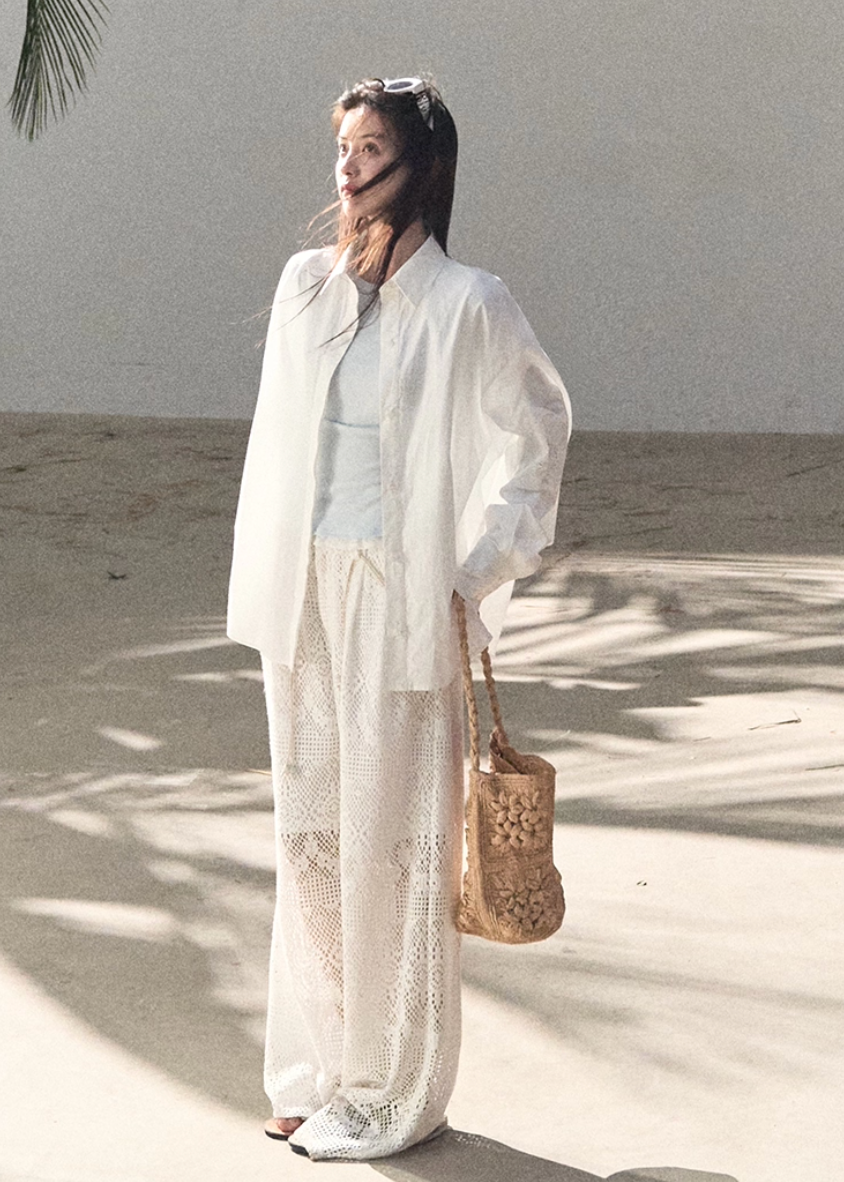 embroidered cotton set, shirt pants set women, korean summer set, lightweight cotton outfit, two piece cotton set, embroidered shirt women, relaxed fit pants set, modern feminine set, breathable cotton wear, minimal summer outfit, elegant casual set, women resort style, premium cotton set, versatile two piece outfit, oakmoo style set