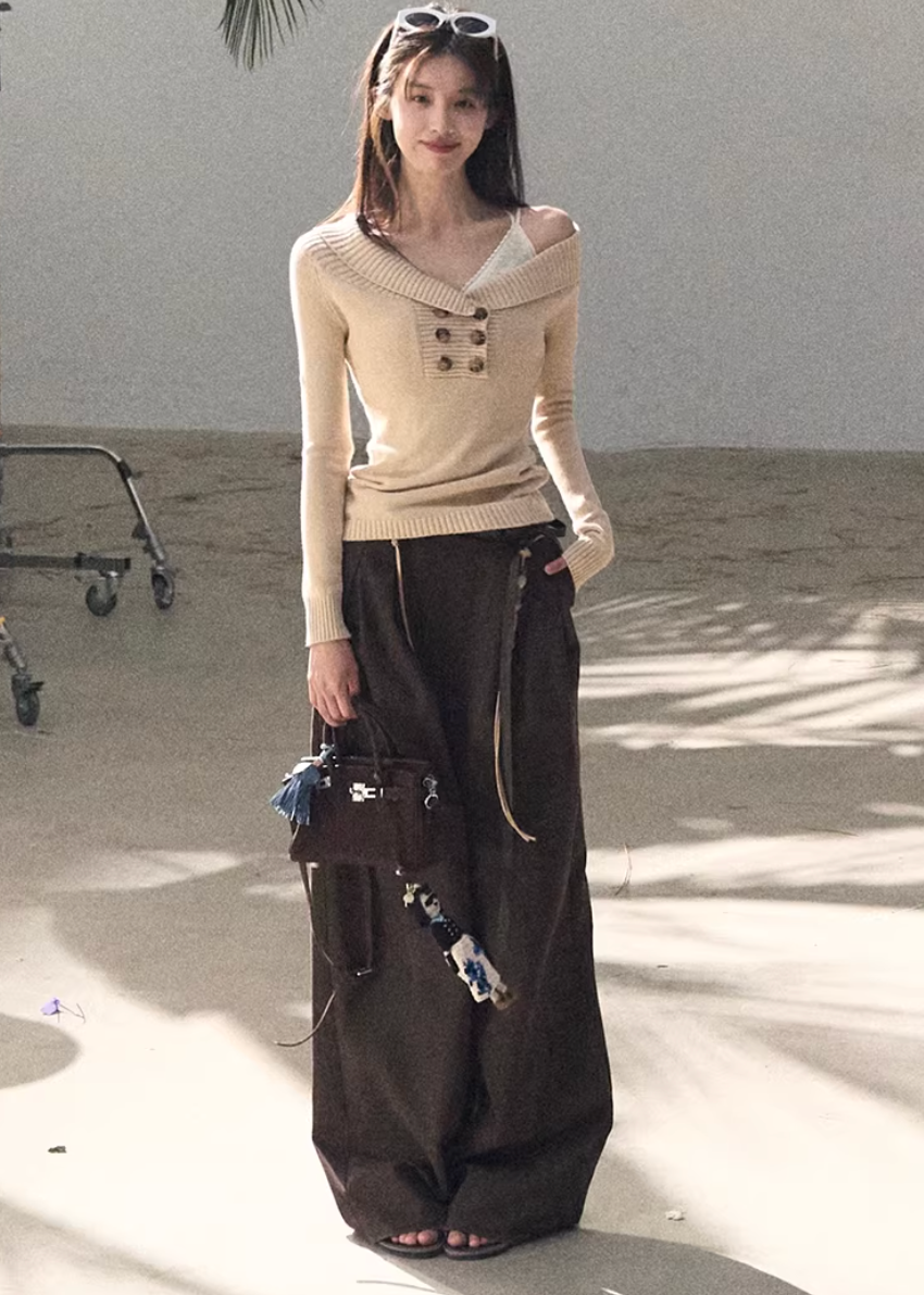 asymmetric knit top, one shoulder sweater women, slim fit knit top, korean minimal sweater, long sleeve knit women, modern feminine knit, slanted shoulder top, spring knitwear women, versatile knit top, premium knit sweater, body fit knit, chic layering top, minimalist women sweater, oakmoo knit style, elegant casual knit