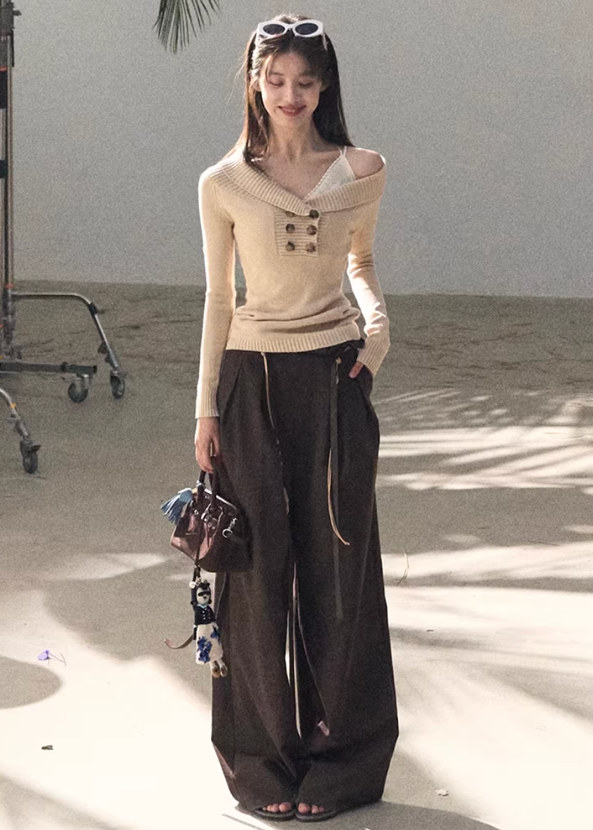 asymmetric knit top, one shoulder sweater women, slim fit knit top, korean minimal sweater, long sleeve knit women, modern feminine knit, slanted shoulder top, spring knitwear women, versatile knit top, premium knit sweater, body fit knit, chic layering top, minimalist women sweater, oakmoo knit style, elegant casual knit