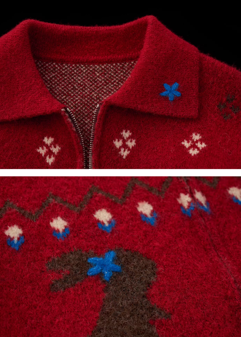 y2k cute sweater women, bunny knit cardigan, snowflake sweater women, loose fit knit top, street style cardigan women, autumn winter knitwear, playful y2k top, cozy oversized sweater, casual street knit, trendy cute sweater women, mamc sweater style, graphic knit cardigan, lazy fit knit top, fashion winter sweater, women street fashion knit