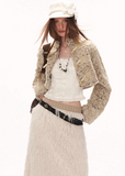 floral short jacket women, y2k cropped jacket, western style jacket women, small turtleneck jacket, loose fit fashion jacket, autumn winter street jacket, high fashion women outerwear, trendy short jacket, textured floral jacket, mamc jacket style, statement street jacket, modern western jacket, unique women top, y2k fashion outerwear, chic cropped jacket