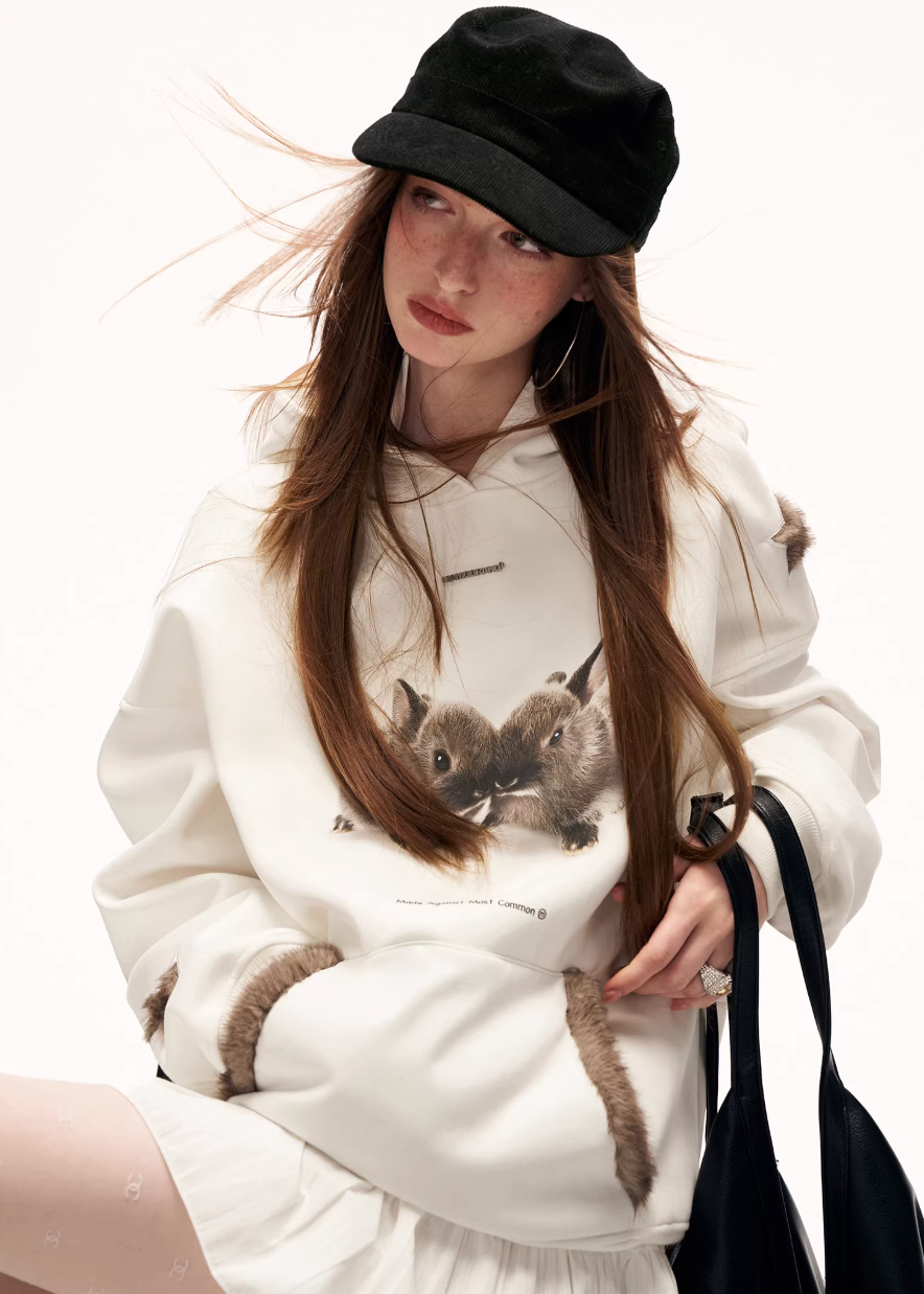 graphic hoodie women, y2k hoodie sweatshirt, rabbit print hoodie, star graphic hoodie, loose fit hoodie women, street style sweatshirt, fall winter hoodie women, lazy fit hooded top, trendy graphic sweatshirt, mamc hoodie style, casual street hoodie, oversized hoodie women, fashion printed hoodie, cozy winter sweatshirt, y2k streetwear hoodie
