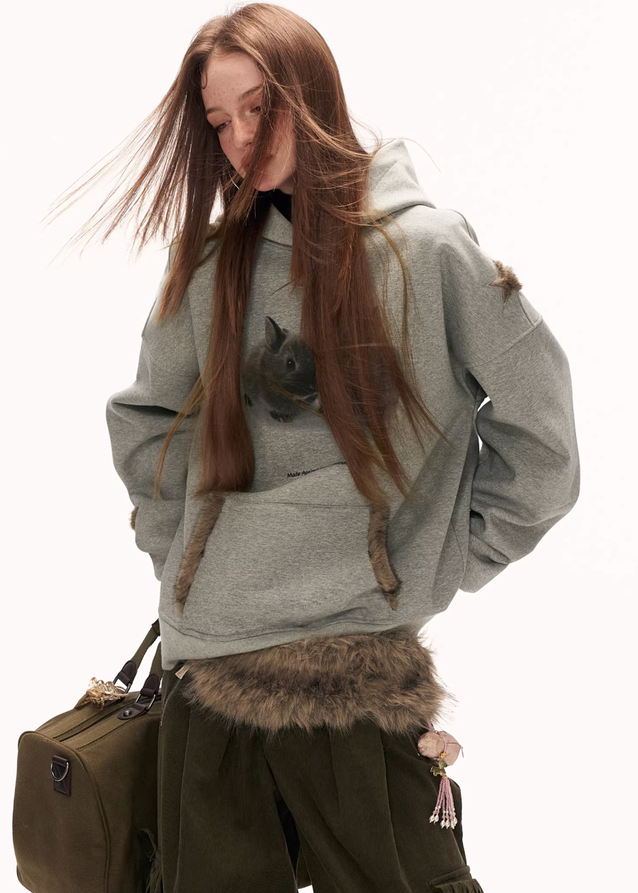 graphic hoodie women, y2k hoodie sweatshirt, rabbit print hoodie, star graphic hoodie, loose fit hoodie women, street style sweatshirt, fall winter hoodie women, lazy fit hooded top, trendy graphic sweatshirt, mamc hoodie style, casual street hoodie, oversized hoodie women, fashion printed hoodie, cozy winter sweatshirt, y2k streetwear hoodie