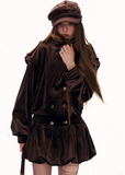 fleece jacket dress women, flower hem jacket skirt, y2k jacket dress, retro winter dress women, waist defined fleece coat, high fashion winter outfit, street style jacket dress, trendy fleece dress women, premium winter fashion women, mamc dress style, sculpted hem jacket, fashion mini coat dress, autumn winter statement dress, y2k streetwear women, high end casual dress