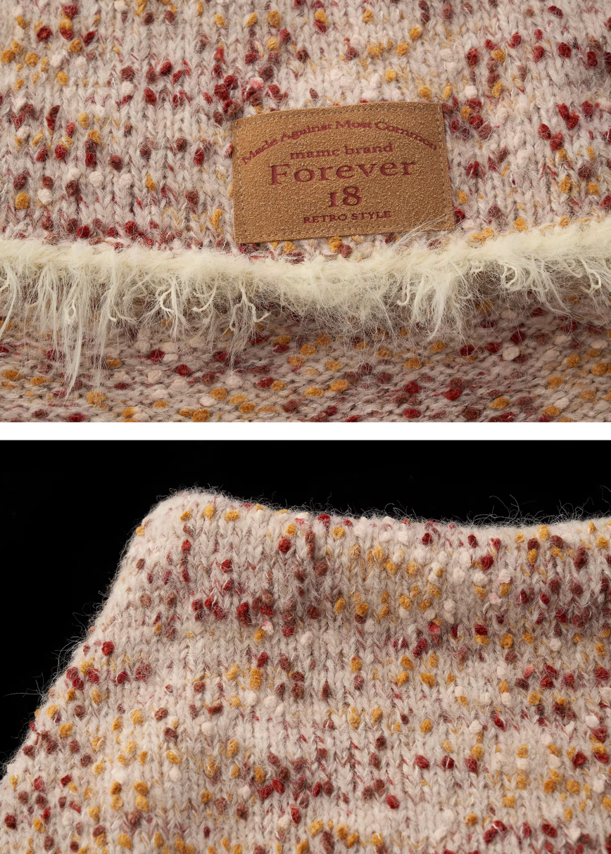 mixed grain sweater women, slanted neck knit top, y2k loose sweater, fleece knit jacket women, high neck sweater women, lazy fit knitwear, street style sweater women, autumn winter knit top, cozy oversized sweater, trendy knit jacket women, mamc sweater style, relaxed fit fleece knit, casual street knitwear, fashion long sleeve sweater, y2k streetwear knit