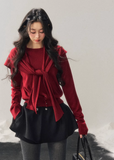 women knit sweater set, shawl collar sweater women, korean minimal knit, collegiate style sweater, winter knit top women, layered knit set, short sweater women, refined casual knit, elegant daily wear women, premium knitwear women, soft feminine sweater, two piece knit outfit, modern women sweater, aomalm knit style, minimal winter top