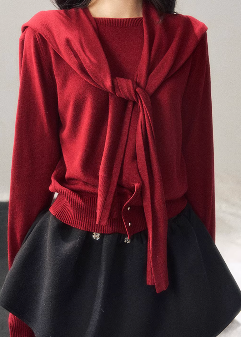 women knit sweater set, shawl collar sweater women, korean minimal knit, collegiate style sweater, winter knit top women, layered knit set, short sweater women, refined casual knit, elegant daily wear women, premium knitwear women, soft feminine sweater, two piece knit outfit, modern women sweater, aomalm knit style, minimal winter top