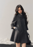 tweed wool coat women, mid length winter coat, gold button wool coat, korean minimal outerwear, refined women coat, elegant winter jacket women, structured wool coat, understated luxury coat, premium women outerwear, aomalm wool style, classic tweed coat women, feminine winter coat, modern wool mid coat, daily luxury outerwear, winter fashion women coat