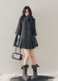 tweed wool coat women, mid length winter coat, gold button wool coat, korean minimal outerwear, refined women coat, elegant winter jacket women, structured wool coat, understated luxury coat, premium women outerwear, aomalm wool style, classic tweed coat women, feminine winter coat, modern wool mid coat, daily luxury outerwear, winter fashion women coat