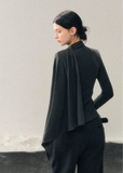 asymmetric long sleeve top women, irregular design t shirt, korean minimal top, draped waist top women, winter long sleeve tee, refined casual women top, minimalist fashion top, soft stretch t shirt women, modern women basics, elegant daily wear top, aomalm style top, understated luxury clothing, contemporary women t shirt, calm silhouette top, versatile layering tee