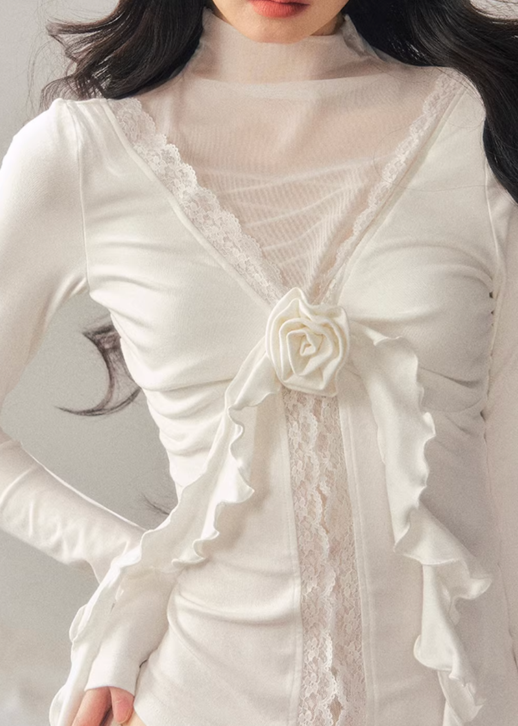 high neck lace top women, mesh base layer women, korean minimal inner top, sheer lace winter top, elegant layering top women, refined mesh long sleeve, lace underwear style top, minimalist women innerwear, soft stretch mesh top, feminine winter base layer, aomalm lace style, delicate lace mesh top, modern women basics, versatile inner top, understated luxury women clothing