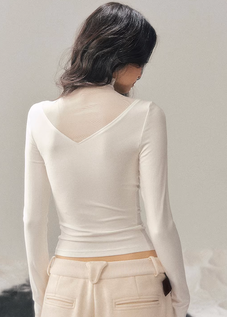 high neck lace top women, mesh base layer women, korean minimal inner top, sheer lace winter top, elegant layering top women, refined mesh long sleeve, lace underwear style top, minimalist women innerwear, soft stretch mesh top, feminine winter base layer, aomalm lace style, delicate lace mesh top, modern women basics, versatile inner top, understated luxury women clothing