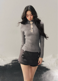lace mock neck knit top, winter base layer women, faux layered knit top, korean minimal knitwear, elegant lace inner top, slim fit knit women, refined turtleneck top, soft winter knit top, feminine layering piece, premium women knit, aomalm knit style, understated luxury top, modern women basics, lace detail knit top, versatile winter inner top