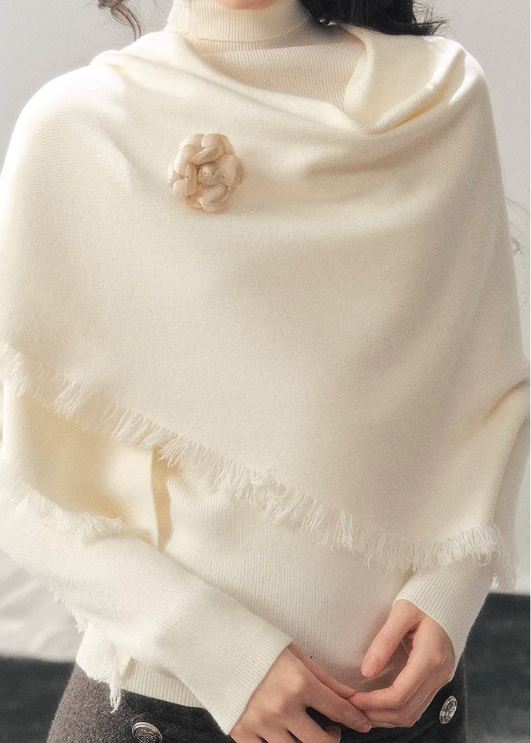 turtleneck shawl knit women, winter knit two piece set, french style knit top, korean minimal knitwear, refined women sweater set, elegant winter layering top, soft shawl sweater women, premium knit set women, feminine winter knit, aomalm knit style, understated luxury sweater, modern women knitwear, versatile winter top women, calm style knit top, minimal winter sweater set