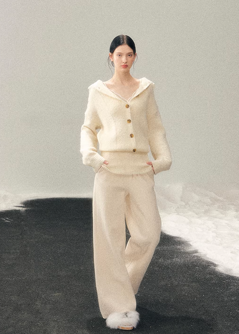 wide leg knit pants women, winter wide trousers women, korean minimal pants, soft knit lounge pants, relaxed fit winter trousers, elegant casual pants women, comfortable women pants, premium knit bottoms, aomalm pants style, understated luxury trousers, loose fit winter pants, modern women knit pants, calm style clothing women, versatile wide leg pants, cozy winter bottoms
