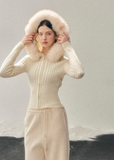 hooded knit sweater women, cable knit winter top, korean minimal knitwear, slim fit knit sweater, winter hooded sweater women, refined women knit top, soft cable knit jacket, elegant casual winter wear, premium knitwear women, aomalm knit style, understated luxury sweater, warm winter knit top, modern women sweater, versatile knit jacket women, feminine winter knit