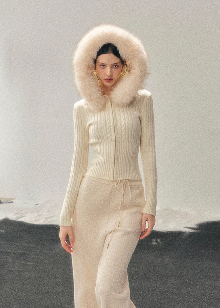hooded knit sweater women, cable knit winter top, korean minimal knitwear, slim fit knit sweater, winter hooded sweater women, refined women knit top, soft cable knit jacket, elegant casual winter wear, premium knitwear women, aomalm knit style, understated luxury sweater, warm winter knit top, modern women sweater, versatile knit jacket women, feminine winter knit