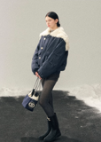 navy cotton jacket women, faux lamb wool collar coat, winter cotton coat women, korean minimal outerwear, refined winter jacket, elegant women coat, padded cotton jacket, understated luxury winter wear, aomalm jacket style, calm blue winter coat, modern women outerwear, feminine winter jacket, premium cotton coat, versatile winter jacket women, soft structure winter coat