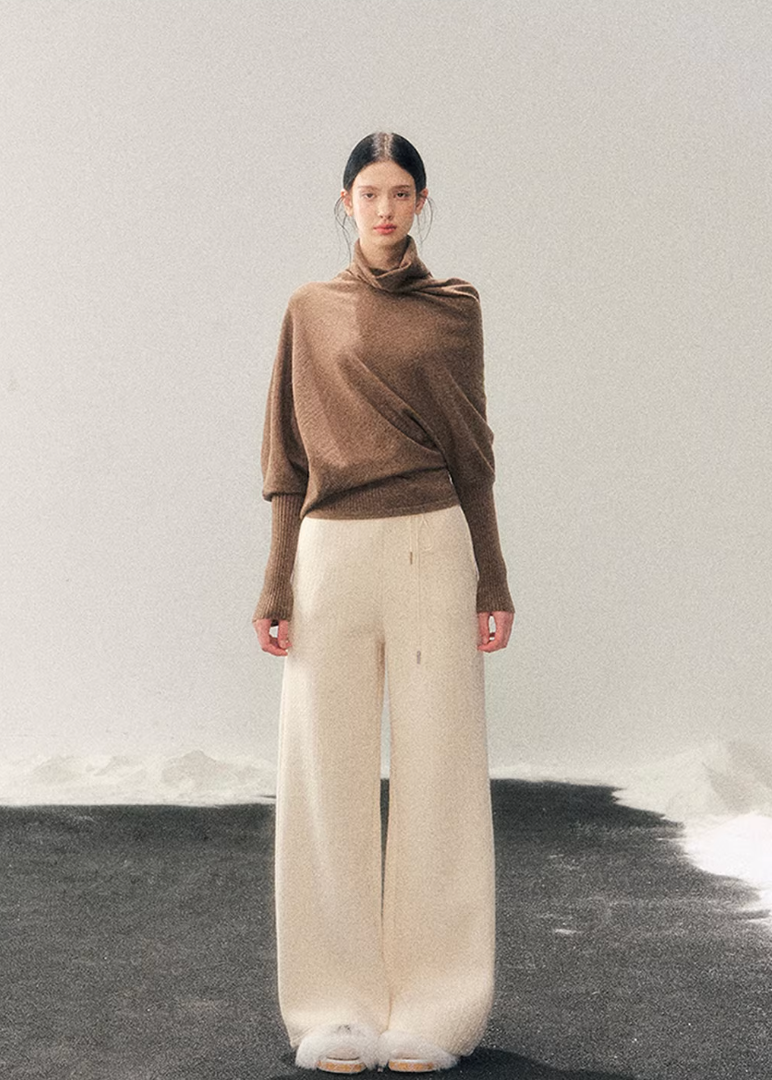 turtleneck knit sweater women, korean minimal knit top, lazy style winter sweater, draped knit top women, soft waist sweater, refined casual knitwear, winter knit top women, elegant daily wear sweater, premium women knit, aomalm knit style, understated luxury sweater, modern women basics, relaxed fit turtleneck, versatile winter knit, feminine winter top