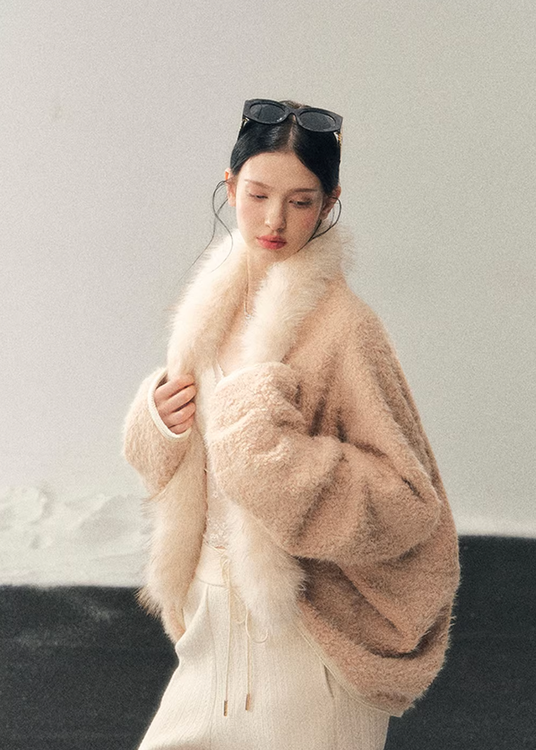 plush winter jacket women, faux fur jacket women, french style winter coat, korean minimal outerwear, slim fit winter jacket, elegant women outerwear, soft plush coat women, refined winter layering, premium women jacket, aomalm jacket style, understated luxury winter wear, feminine winter coat, warm lightweight jacket women, modern women outerwear, gentle style winter jacket