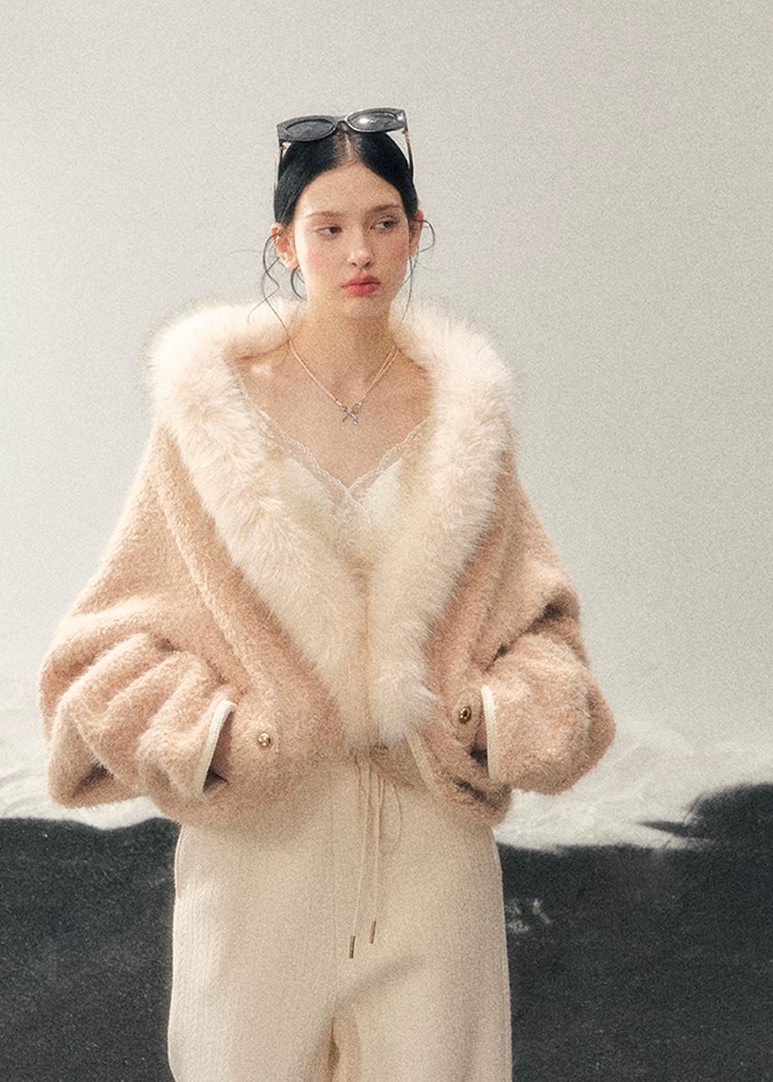 plush winter jacket women, faux fur jacket women, french style winter coat, korean minimal outerwear, slim fit winter jacket, elegant women outerwear, soft plush coat women, refined winter layering, premium women jacket, aomalm jacket style, understated luxury winter wear, feminine winter coat, warm lightweight jacket women, modern women outerwear, gentle style winter jacket