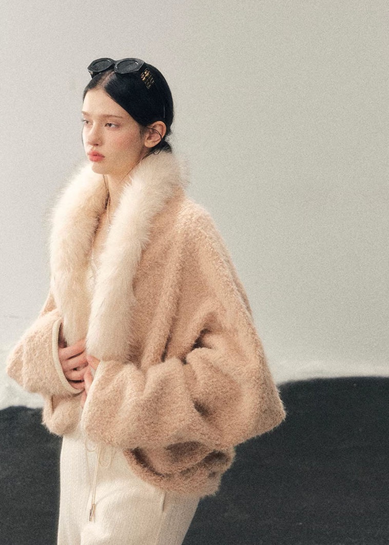 plush winter jacket women, faux fur jacket women, french style winter coat, korean minimal outerwear, slim fit winter jacket, elegant women outerwear, soft plush coat women, refined winter layering, premium women jacket, aomalm jacket style, understated luxury winter wear, feminine winter coat, warm lightweight jacket women, modern women outerwear, gentle style winter jacket