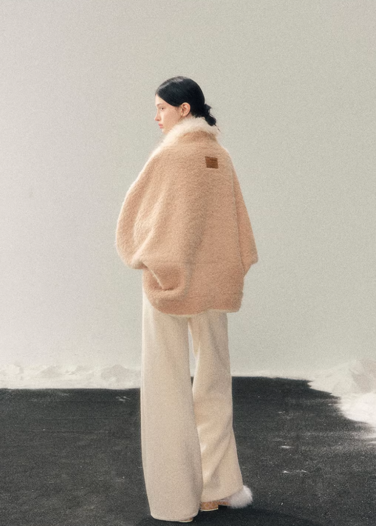 plush winter jacket women, faux fur jacket women, french style winter coat, korean minimal outerwear, slim fit winter jacket, elegant women outerwear, soft plush coat women, refined winter layering, premium women jacket, aomalm jacket style, understated luxury winter wear, feminine winter coat, warm lightweight jacket women, modern women outerwear, gentle style winter jacket