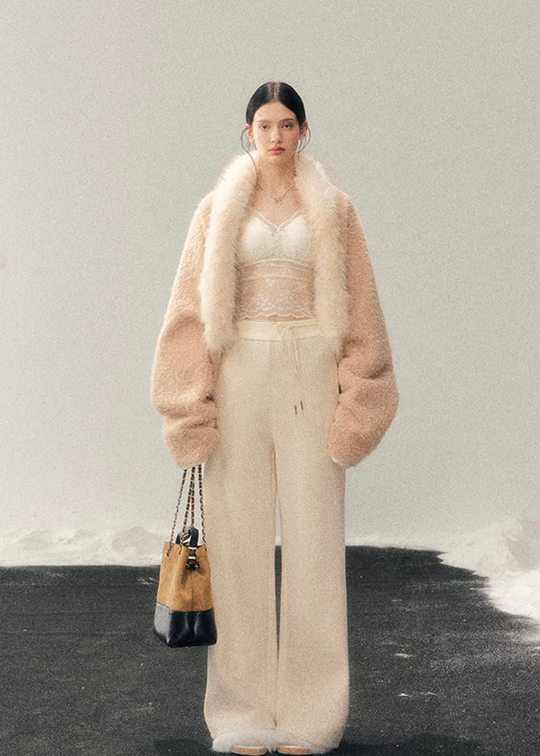 plush winter jacket women, faux fur jacket women, french style winter coat, korean minimal outerwear, slim fit winter jacket, elegant women outerwear, soft plush coat women, refined winter layering, premium women jacket, aomalm jacket style, understated luxury winter wear, feminine winter coat, warm lightweight jacket women, modern women outerwear, gentle style winter jacket