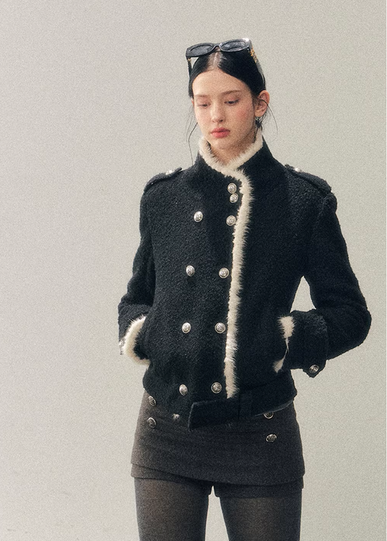 hepburn wool coat women, padded wool jacket women, winter wool coat women, korean minimal outerwear, elegant winter coat, refined women jacket, classic short wool coat, premium women outerwear, aomalm wool style, understated luxury winter wear, thickened wool coat, feminine winter jacket, modern women coat, timeless winter outerwear, daily luxury wool coat