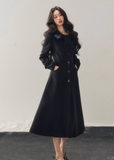 hepburn trench coat women, winter long coat women, cotton wool trench coat, korean minimal outerwear, elegant winter trench, refined women coat, classic long wool coat, premium women outerwear, aomalm coat style, understated luxury winter wear, feminine long coat women, modern trench coat winter, timeless women coat, structured winter trench, daily elegant outerwear