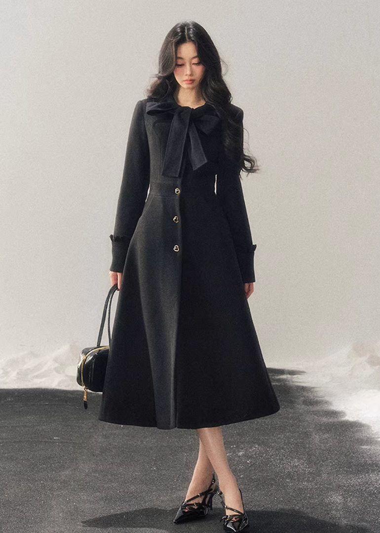 hepburn trench coat women, winter long coat women, cotton wool trench coat, korean minimal outerwear, elegant winter trench, refined women coat, classic long wool coat, premium women outerwear, aomalm coat style, understated luxury winter wear, feminine long coat women, modern trench coat winter, timeless women coat, structured winter trench, daily elegant outerwear