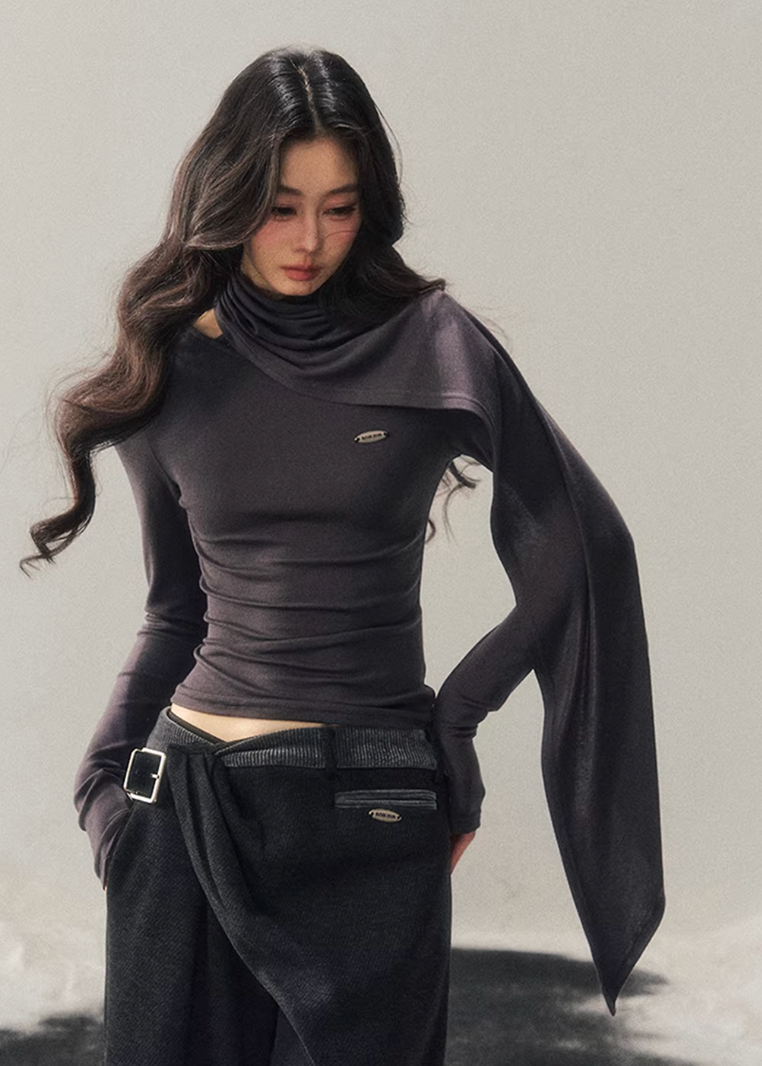 wool long sleeve top women, winter base layer women, waist fitted t shirt women, korean minimal top, refined women basics, soft wool tee women, elegant winter layering top, premium women knitwear, aomalm top style, understated luxury clothing, modern women long sleeve, versatile winter top, slim fit wool t shirt, daily wear women top, minimal winter essential