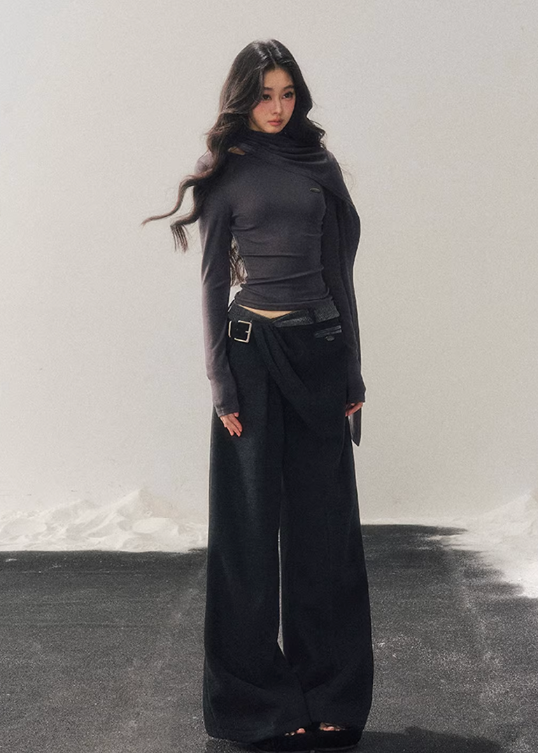 wool long sleeve top women, winter base layer women, waist fitted t shirt women, korean minimal top, refined women basics, soft wool tee women, elegant winter layering top, premium women knitwear, aomalm top style, understated luxury clothing, modern women long sleeve, versatile winter top, slim fit wool t shirt, daily wear women top, minimal winter essential