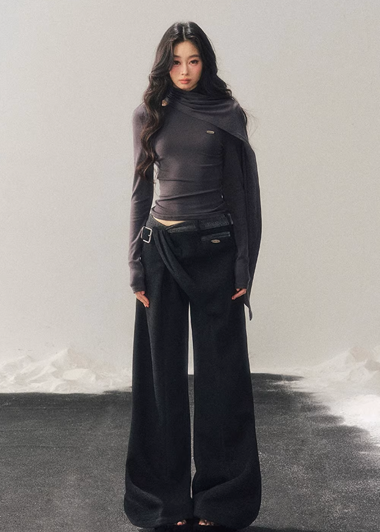 wool long sleeve top women, winter base layer women, waist fitted t shirt women, korean minimal top, refined women basics, soft wool tee women, elegant winter layering top, premium women knitwear, aomalm top style, understated luxury clothing, modern women long sleeve, versatile winter top, slim fit wool t shirt, daily wear women top, minimal winter essential