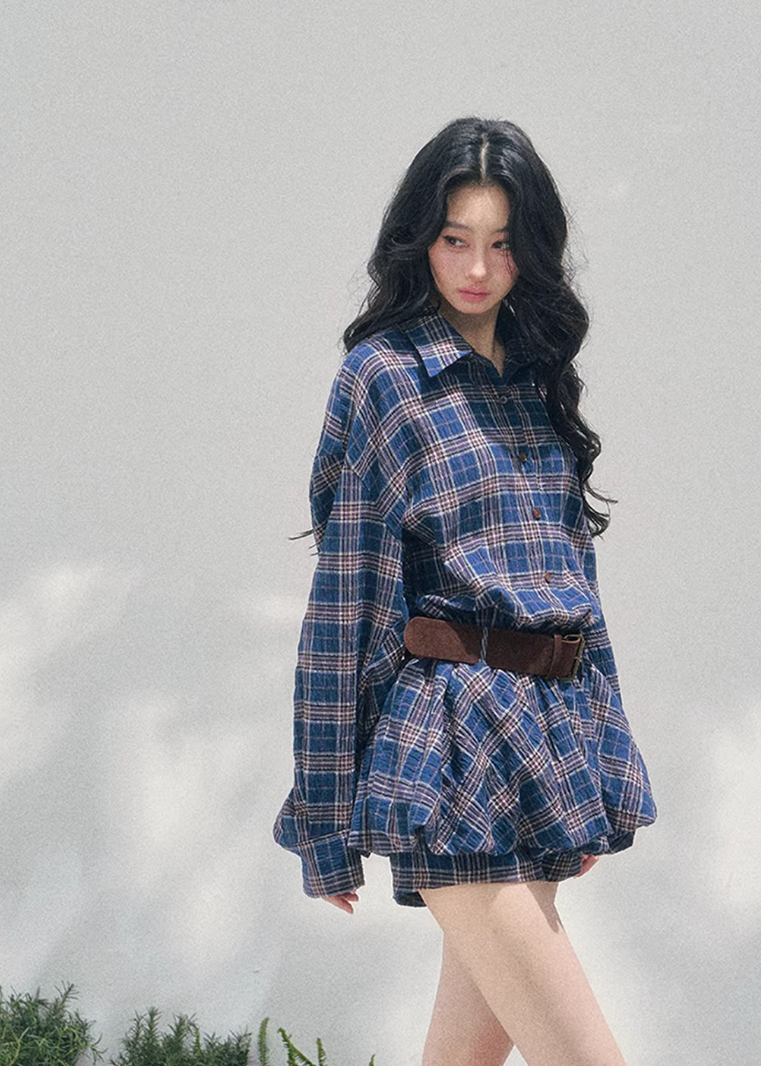 plaid shirt dress women, polo collar mini dress, spring plaid dress women, korean french style dress, refined casual mini dress, american preppy dress women, lightweight spring dress, elegant daily wear dress, premium women clothing, aomalm dress style, timeless plaid mini, feminine shirt dress women, modern casual dress, relaxed fit spring dress, classic check dress women