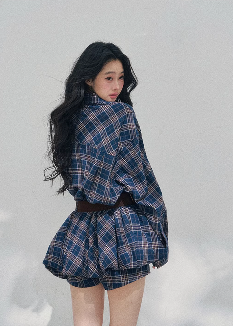 plaid shirt dress women, polo collar mini dress, spring plaid dress women, korean french style dress, refined casual mini dress, american preppy dress women, lightweight spring dress, elegant daily wear dress, premium women clothing, aomalm dress style, timeless plaid mini, feminine shirt dress women, modern casual dress, relaxed fit spring dress, classic check dress women