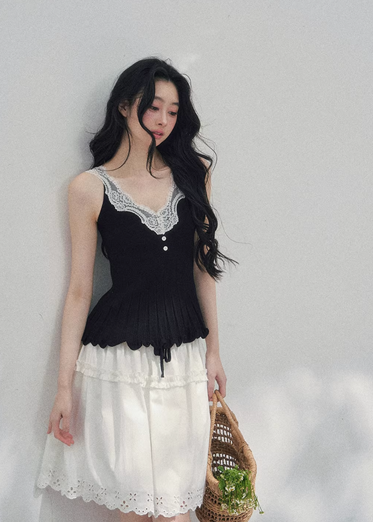 white spring skirt women, french lace skirt, cotton mini skirt women, aomalm skirt style, elegant spring outfit women, feminine white skirt, lightweight lace skirt, refined casual skirt women, korean french style clothing, elastic waist skirt women, spring fashion women skirt, delicate lace detail skirt, modern women skirt, soft a line skirt, everyday elegant skirt