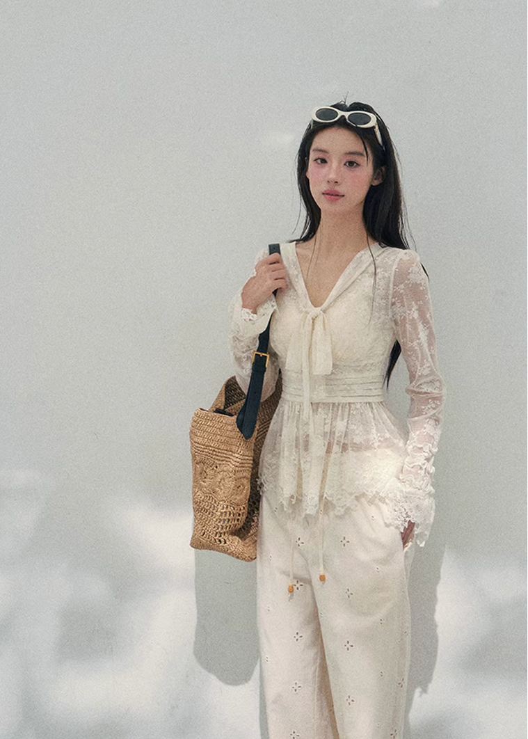 lace v neck top women, sheer lace blouse spring, waist slimming lace top, french style spring top, aomalm lace top, feminine sheer t shirt, elegant spring layering top, lightweight lace blouse women, refined casual women top, korean french style clothing, delicate lace detail top, modern women blouse, soft transparent top women, romantic spring fashion, understated luxury lace top