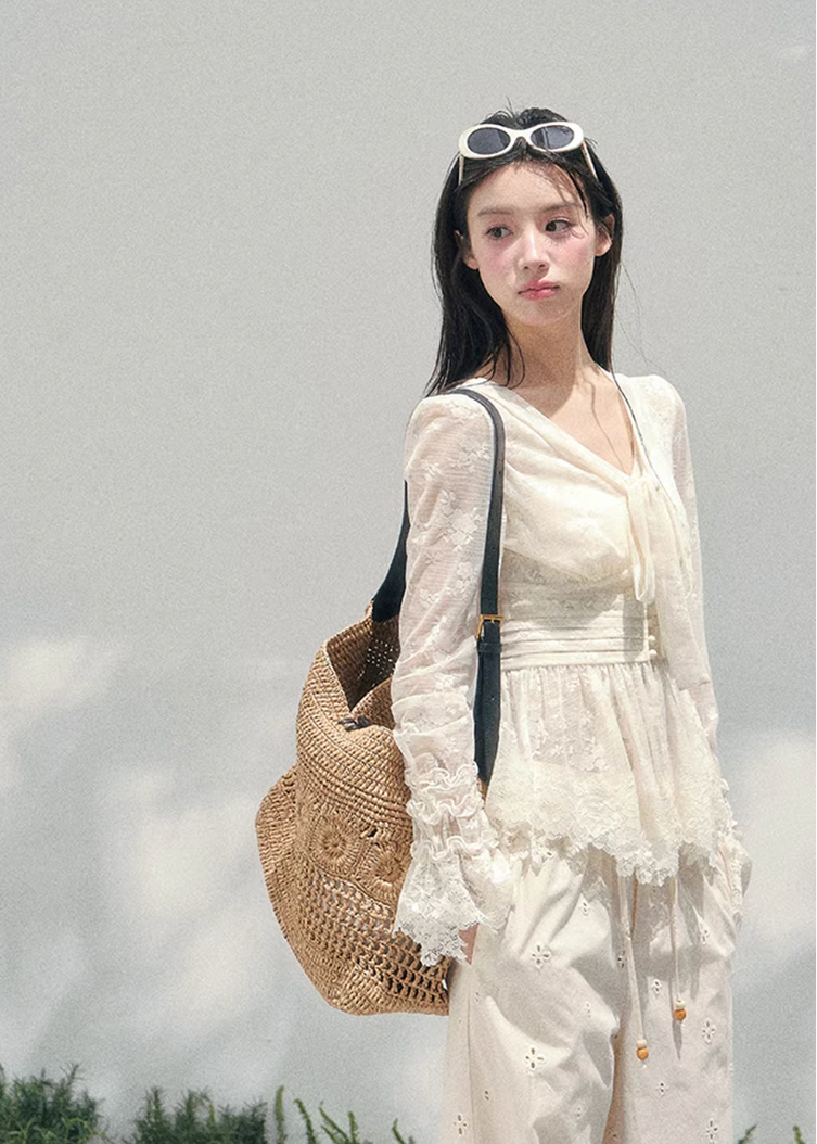 lace v neck top women, sheer lace blouse spring, waist slimming lace top, french style spring top, aomalm lace top, feminine sheer t shirt, elegant spring layering top, lightweight lace blouse women, refined casual women top, korean french style clothing, delicate lace detail top, modern women blouse, soft transparent top women, romantic spring fashion, understated luxury lace top