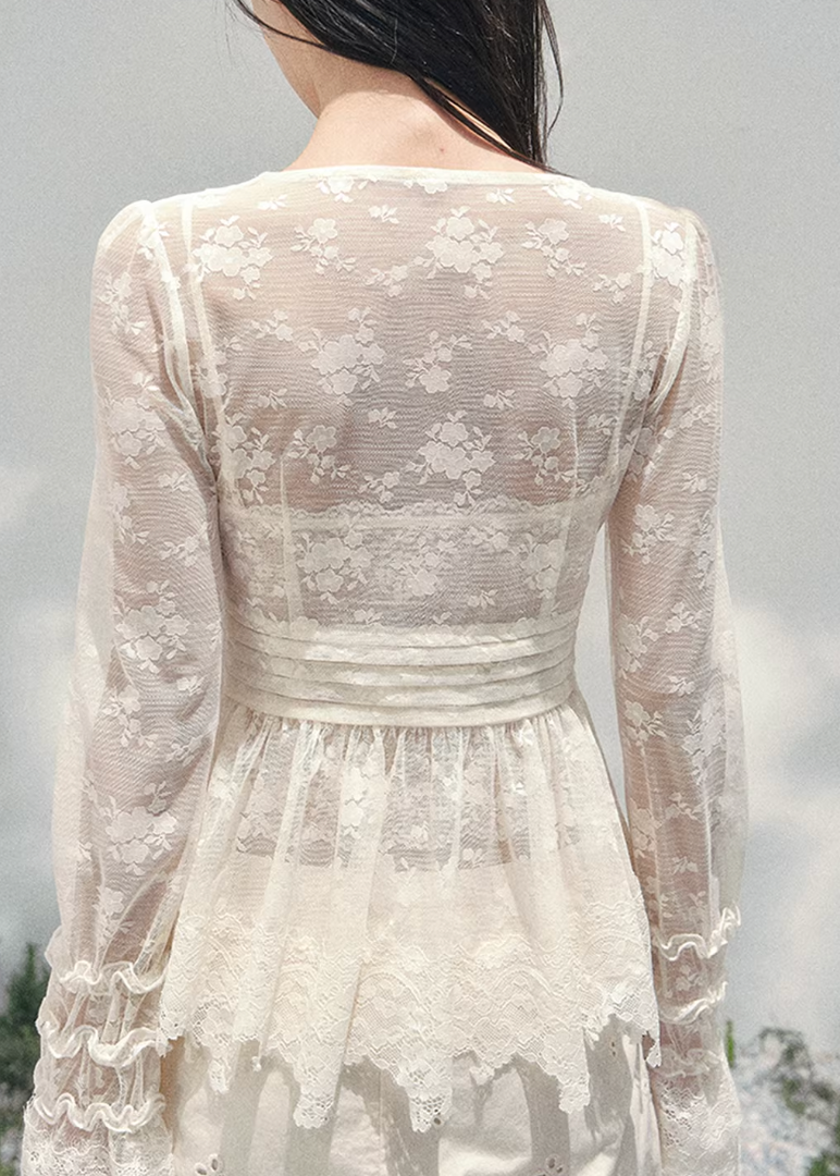 lace v neck top women, sheer lace blouse spring, waist slimming lace top, french style spring top, aomalm lace top, feminine sheer t shirt, elegant spring layering top, lightweight lace blouse women, refined casual women top, korean french style clothing, delicate lace detail top, modern women blouse, soft transparent top women, romantic spring fashion, understated luxury lace top