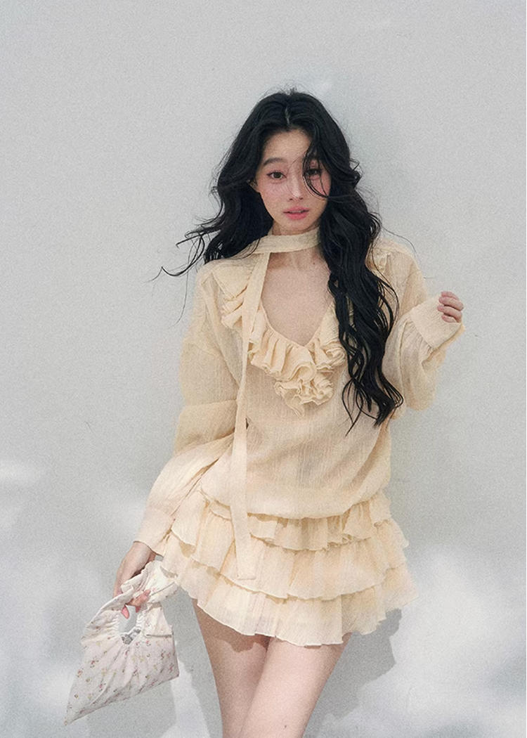 spring mini dress women, cake skirt dress, ruffle tiered dress women, seaside resort dress, aomalm dress style, feminine spring outfit women, slimming mini dress, lightweight spring dress, elegant casual dress women, french romantic dress, korean french style clothing, layered short dress women, soft ruffle mini dress, resort wear women dress, refined spring fashion